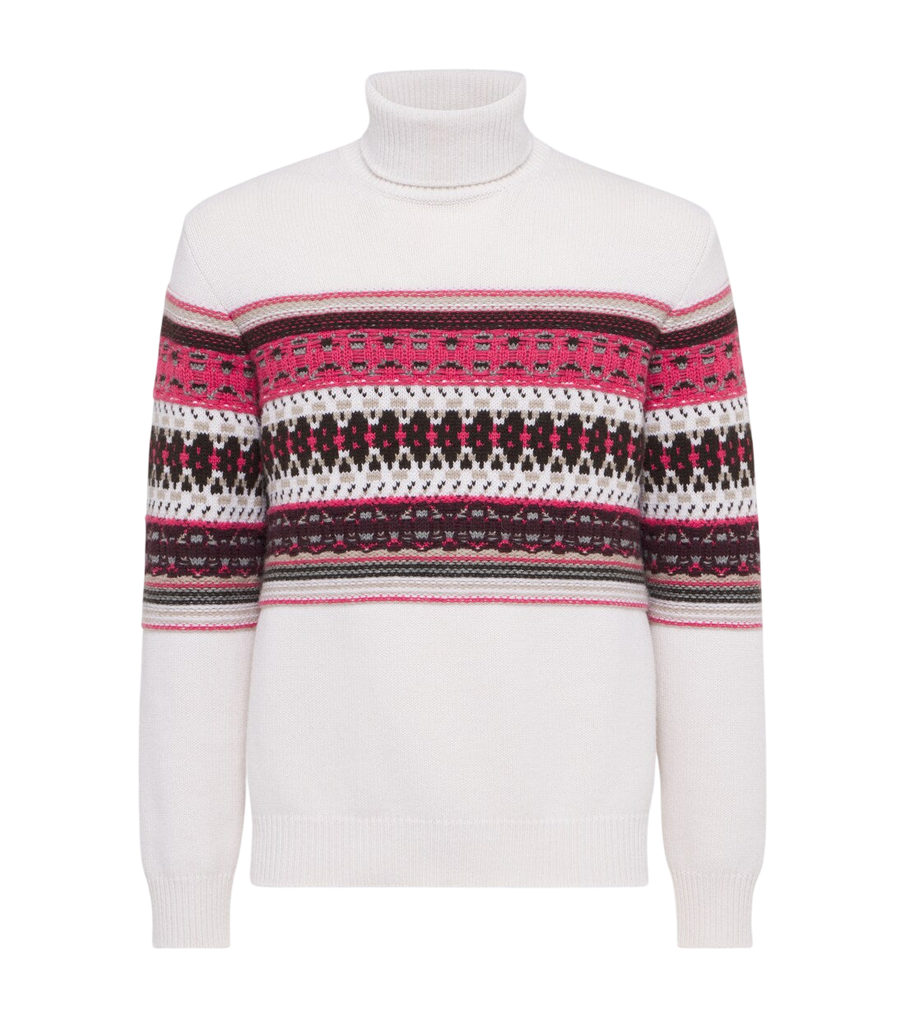 Zegna Intarsia cashmere turtleneck sweater