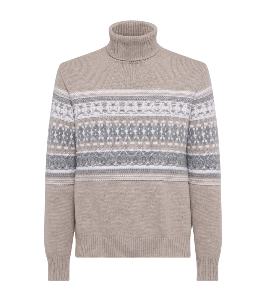 Zegna Jacquard cashmere turtleneck sweater