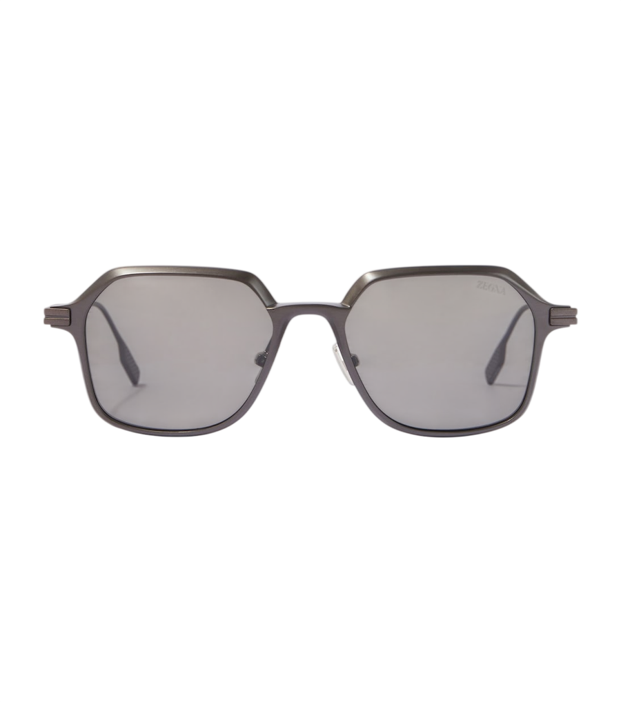 Zegna Oversized aluminum square sunglasses