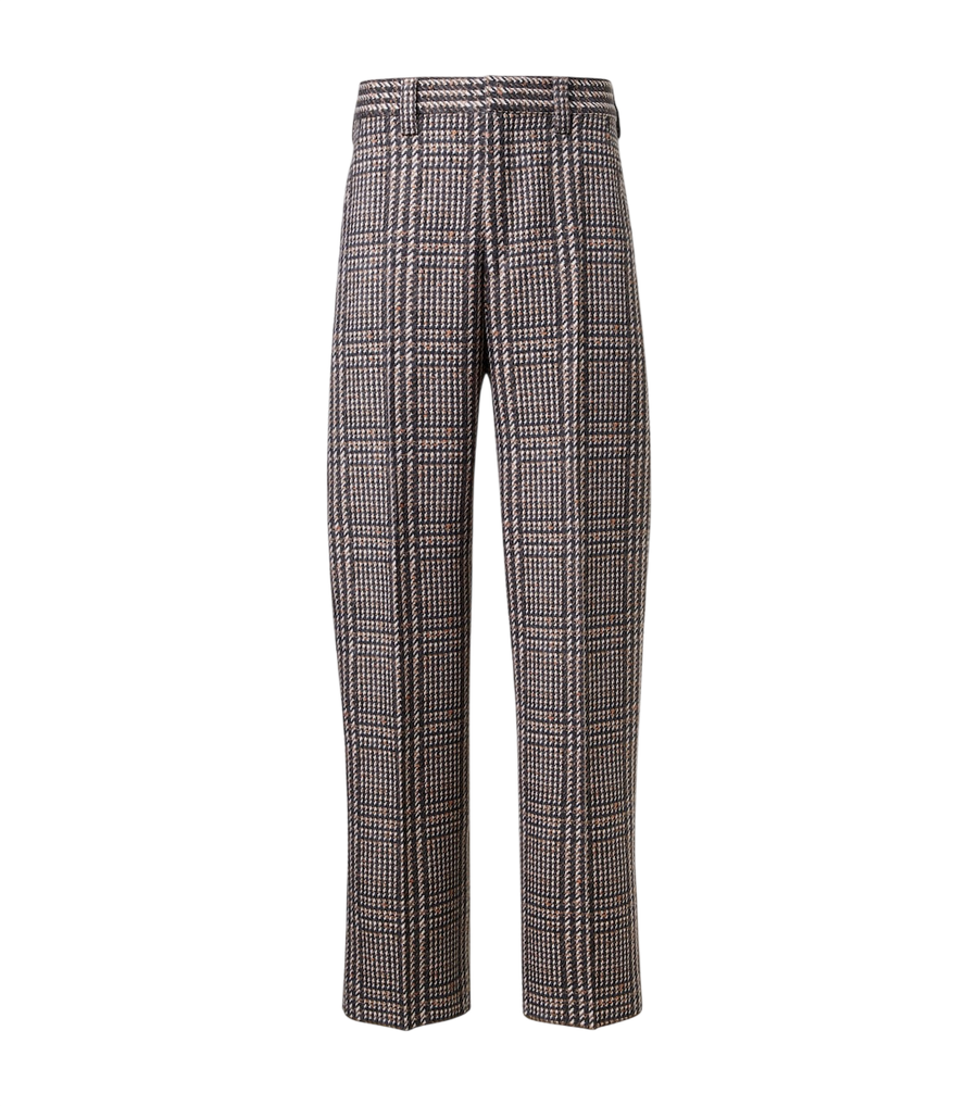 Zegna Prince of Wales check wool straight pants