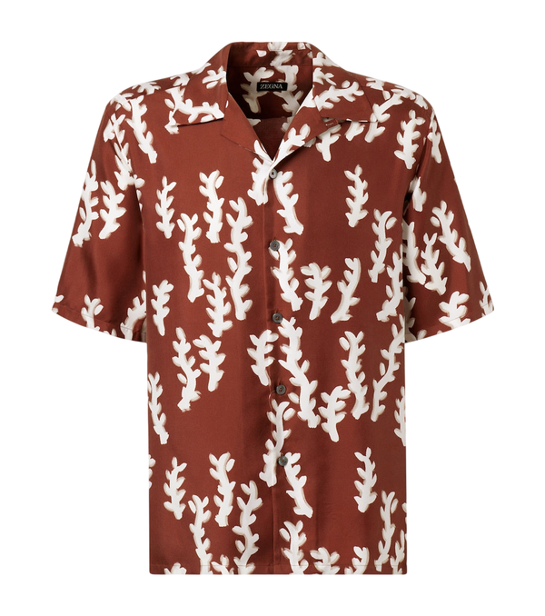 Zegna Printed silk bowling shirt