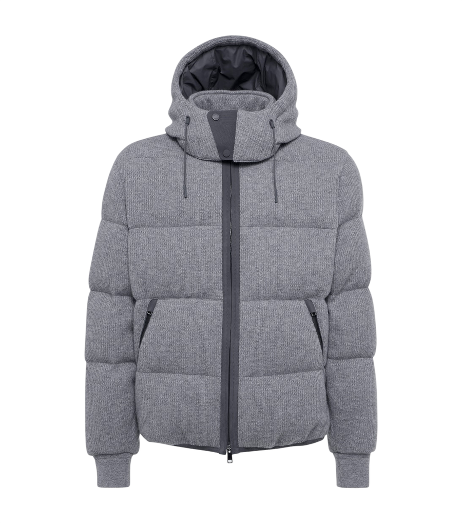 Zegna Ribbed-knit cashmere-blend down jacket