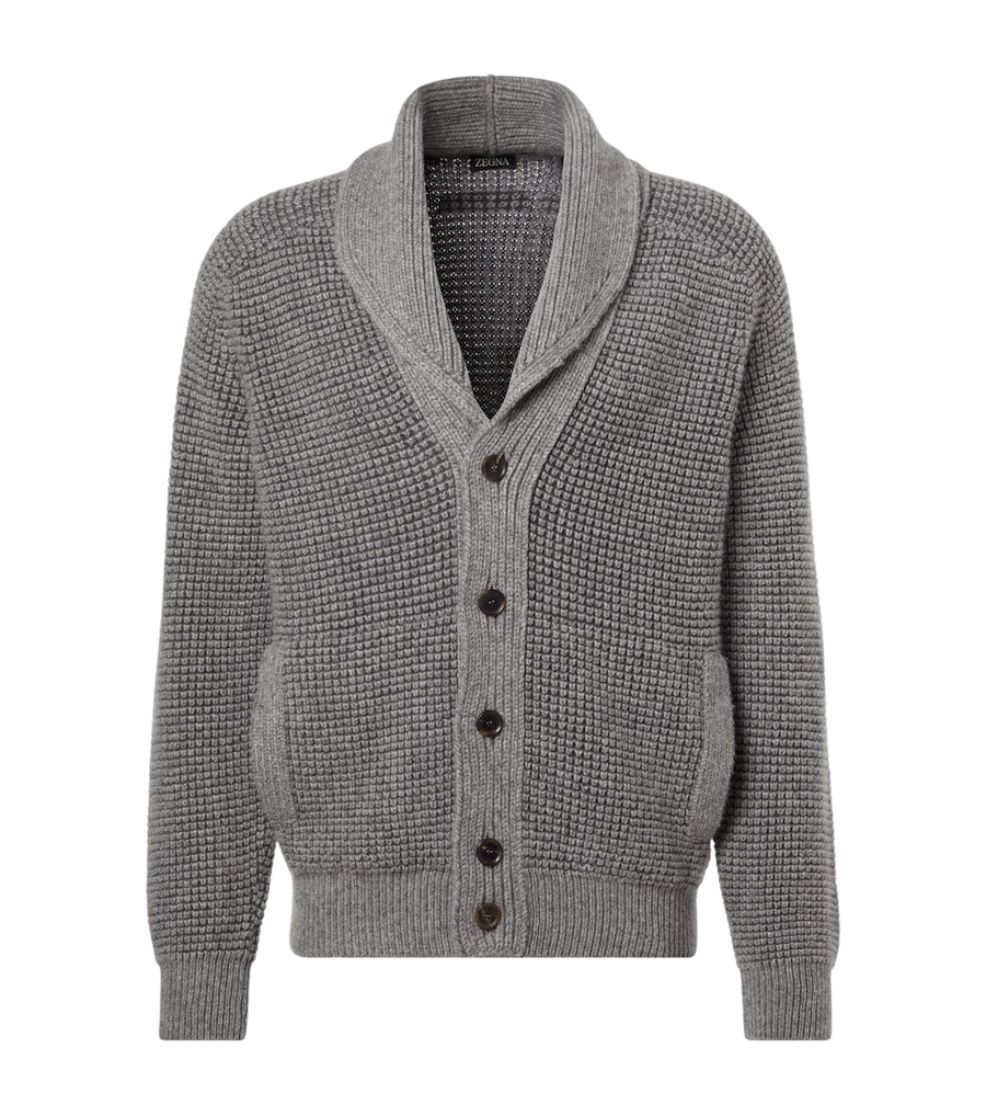 Zegna Waffle-knit cashmere and mohair cardigan