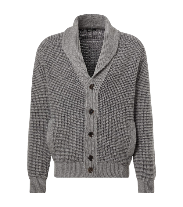 Zegna Waffle-knit cashmere and mohair cardigan