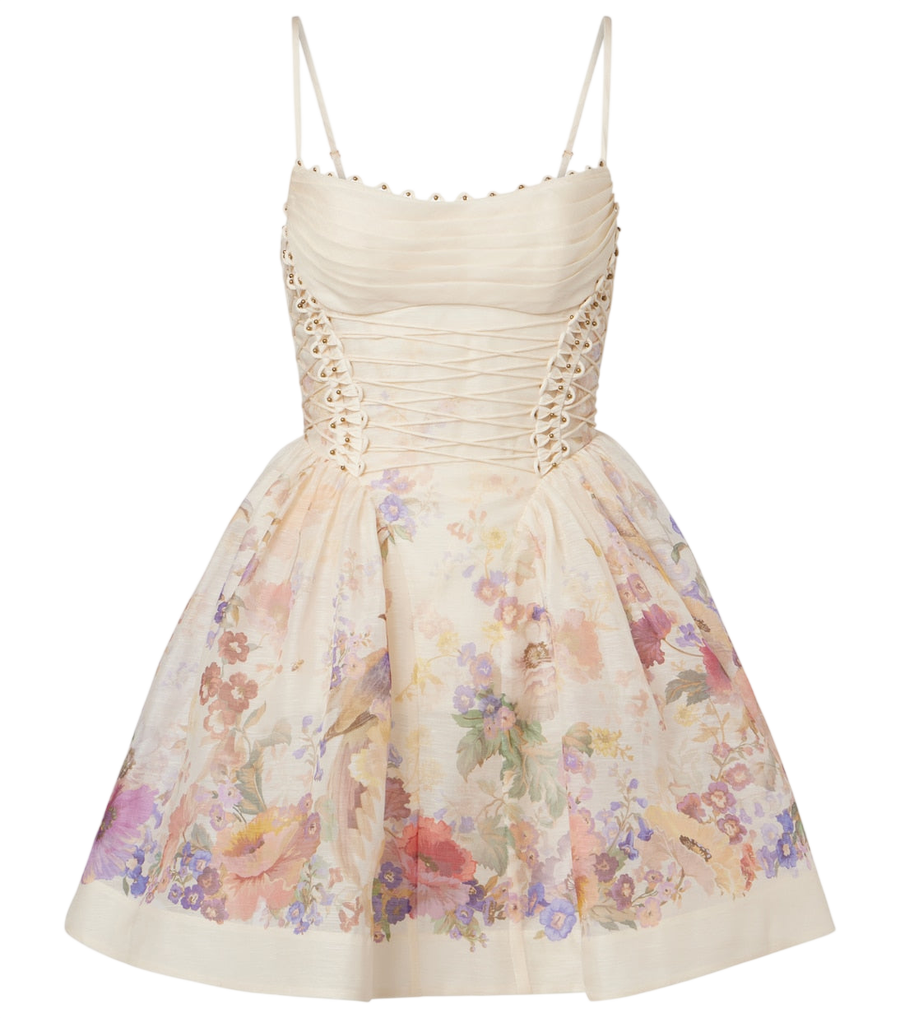 Zimmermann Minivestido Alchemy floral em linho e seda