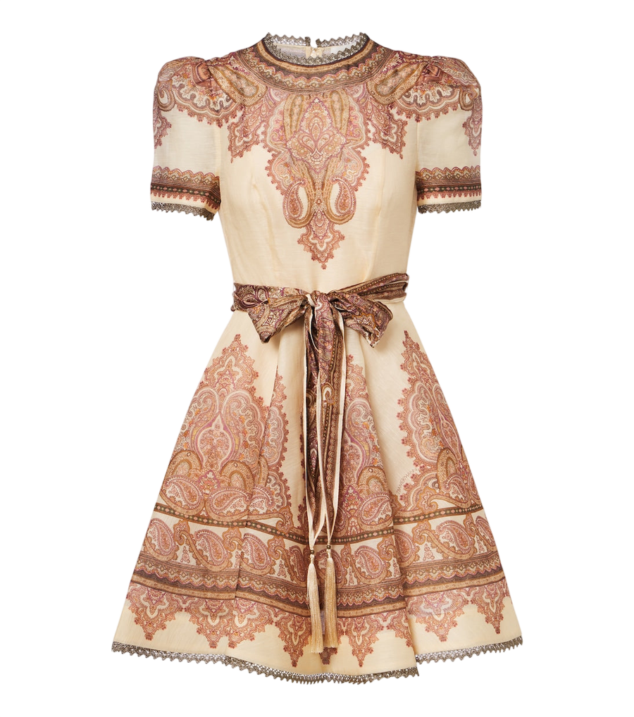 Mini-robe Zimmermann Ascent en lin et soie à motif cachemire