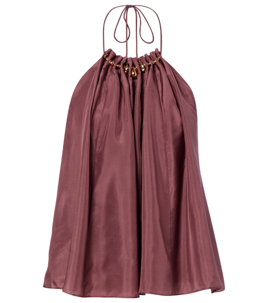 Top de seda con cuello halter y cuentas Aster de Zimmermann