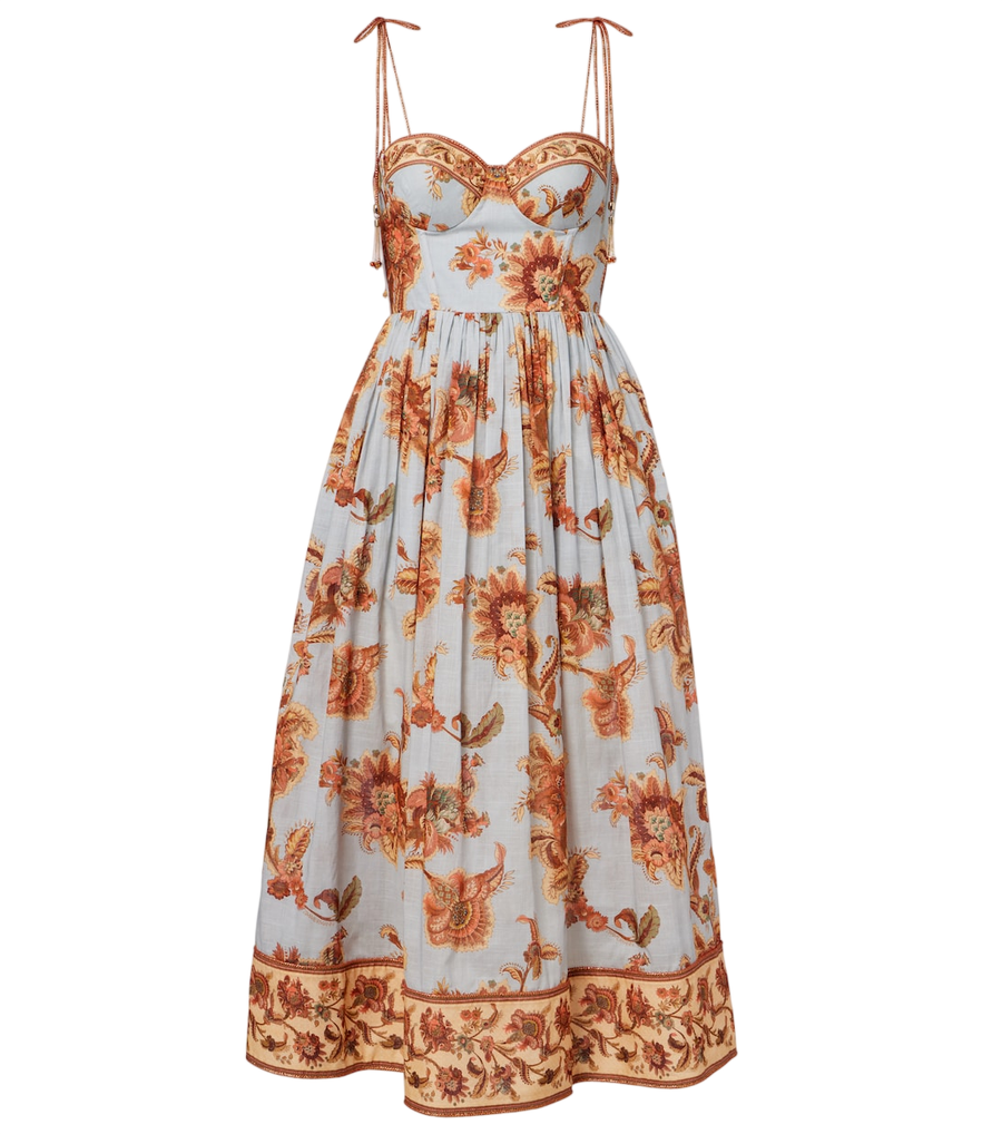 Vestido bustier de algodón con estampado paisley Aster de Zimmermann