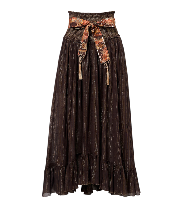 Zimmermann Aster shirred cotton and silk lamé midi skirt