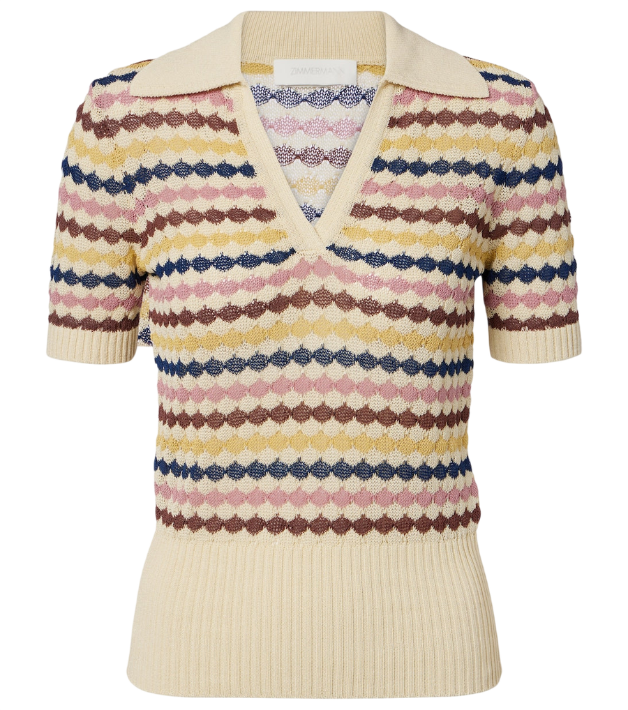 Zimmermann Awaken cotton-blend polo sweater