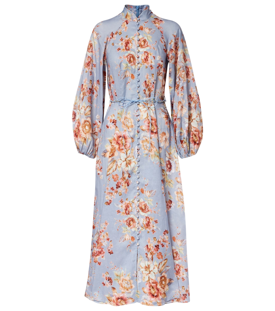 Vestido midi de lino con estampado floral Awaken de Zimmermann