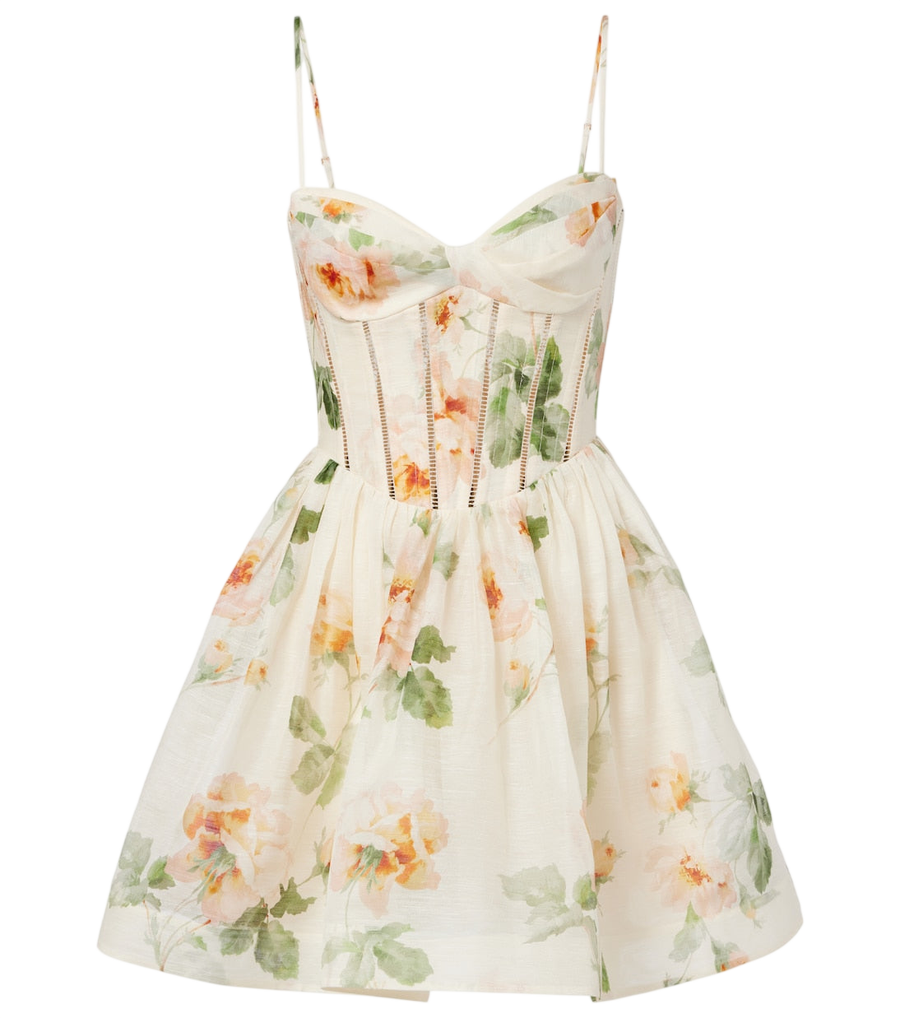 Robe bustier Zimmermann Carousel en soie et lin à motif floral