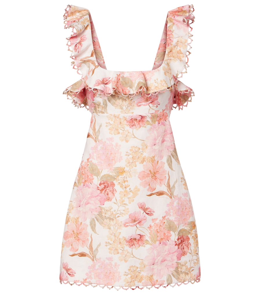 Mini-robe en lin à fleurs et à volants Como de Zimmermann