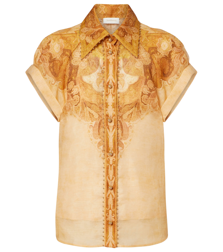 Camisa de lino y seda con estampado paisley Como de Zimmermann
