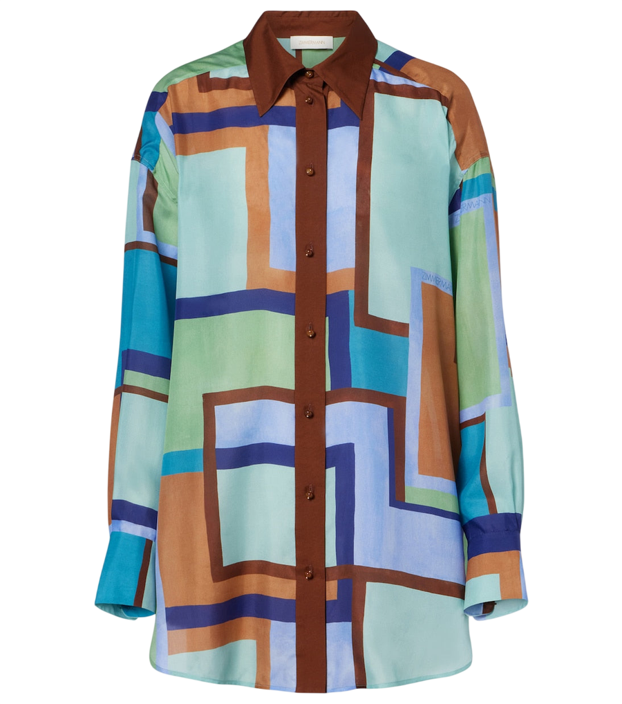 Camisa de satén de seda con estampado Como de Zimmermann