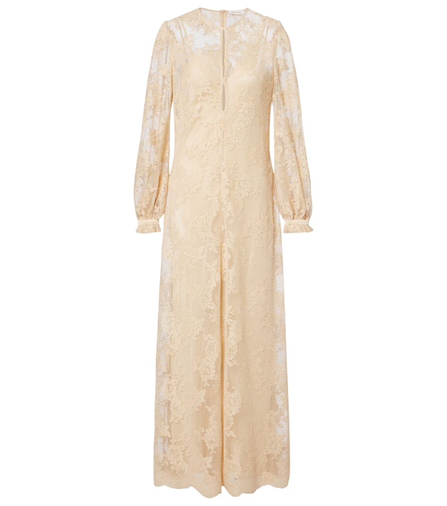 Robe longue en dentelle doublée de soie Como de Zimmermann