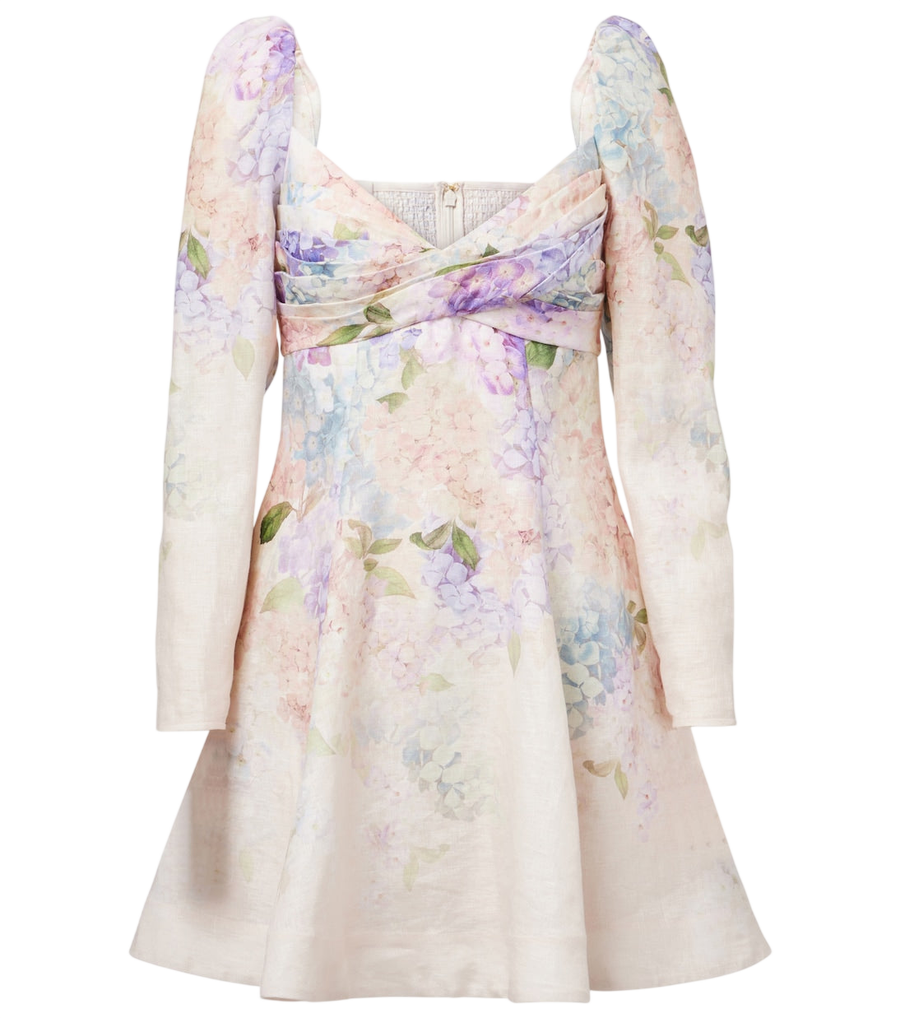 Zimmermann Dawning floral puff-sleeve linen minidress