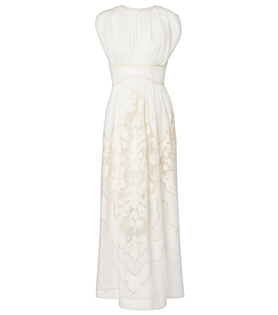 Vestido largo de lino bordado Daylight de Zimmermann