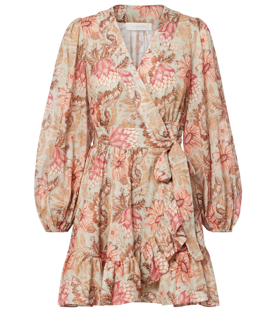 Robe portefeuille en coton à motif floral Daylight de Zimmermann