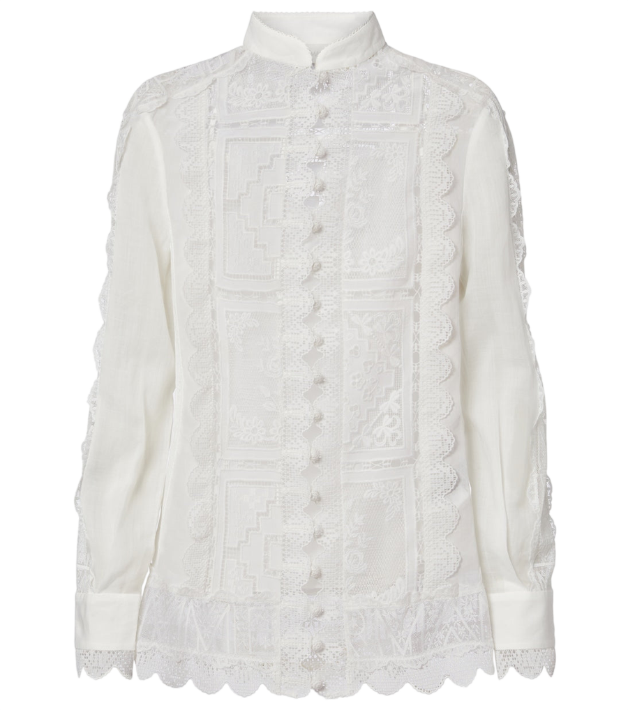 Camisa de ramio con encaje floral de Zimmermann