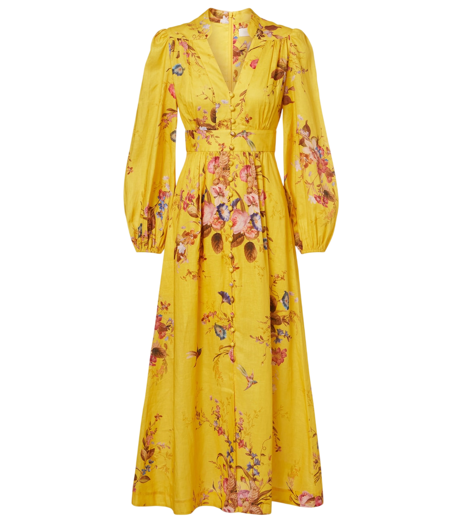 Robe midi en lin à fleurs Zimmermann