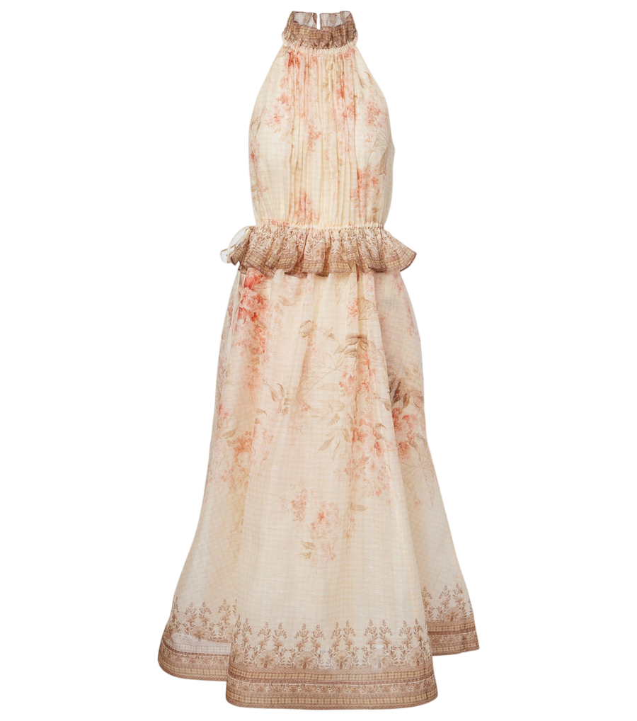 Zimmermann Illuminate floral linen and silk midi dress
