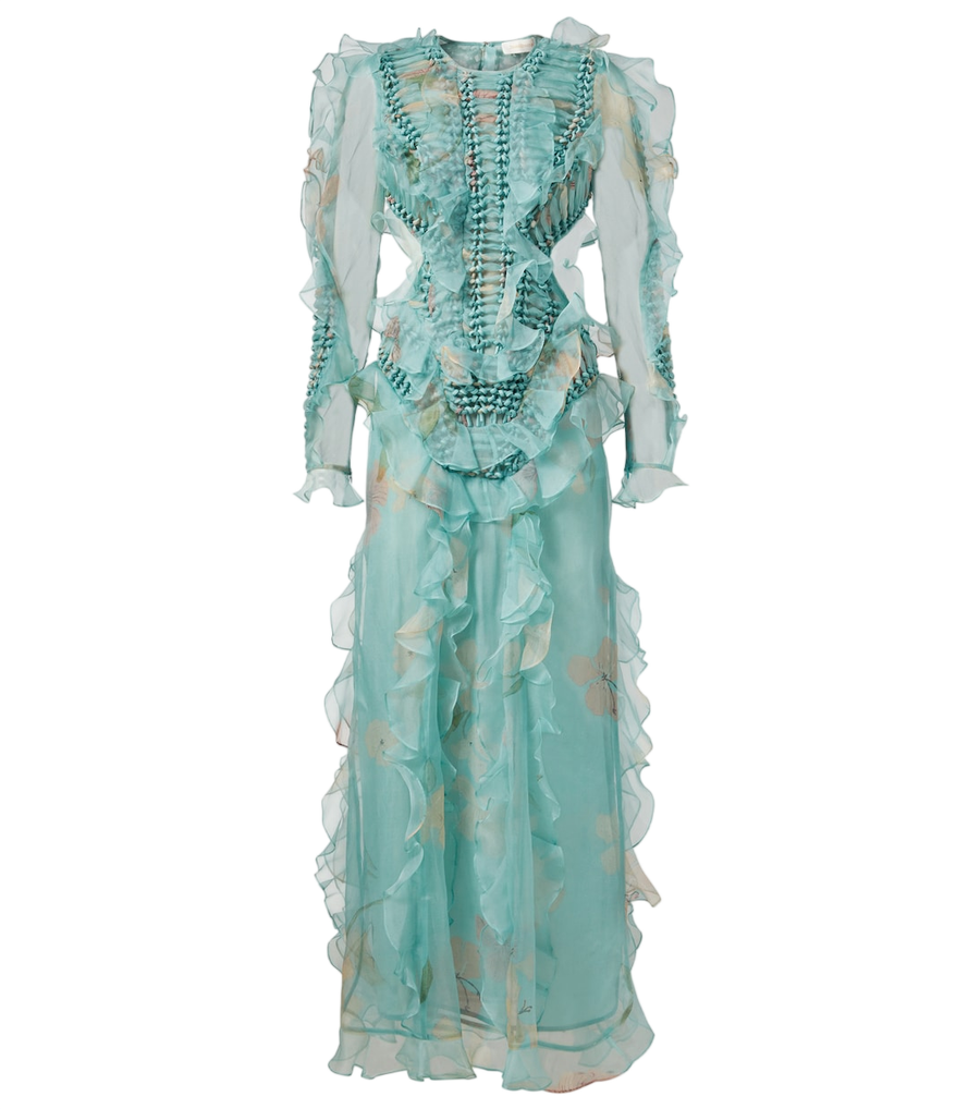 Zimmermann Illuminate floral ruffled silk organza gown