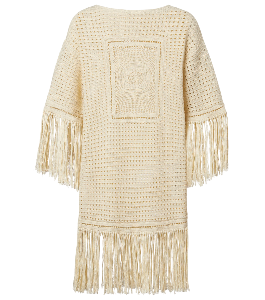 Minivestido Indra de algodón con flecos de ganchillo de Zimmermann