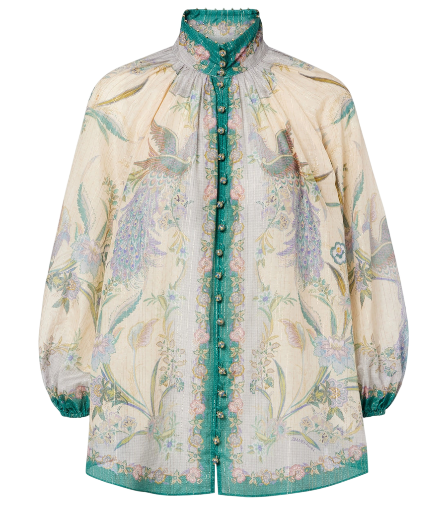 Blusa de algodón y mezcla de seda estampada Indra de Zimmermann