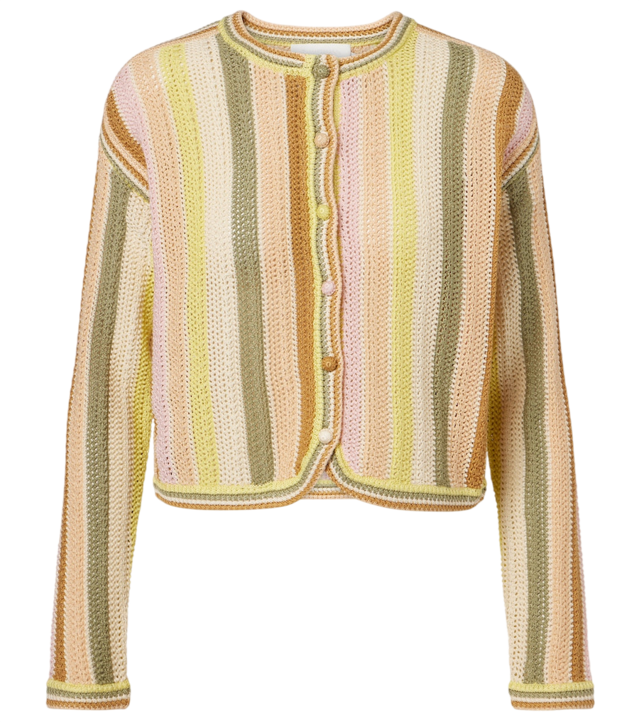 Zimmermann Indra striped crochet cotton cardigan