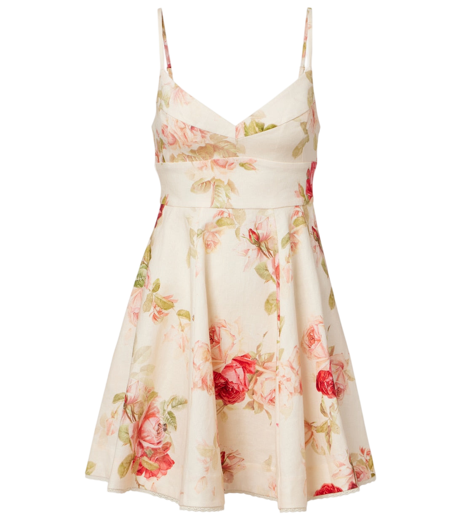 Robe courte en lin à fleurs Lucky Picnic Zimmermann