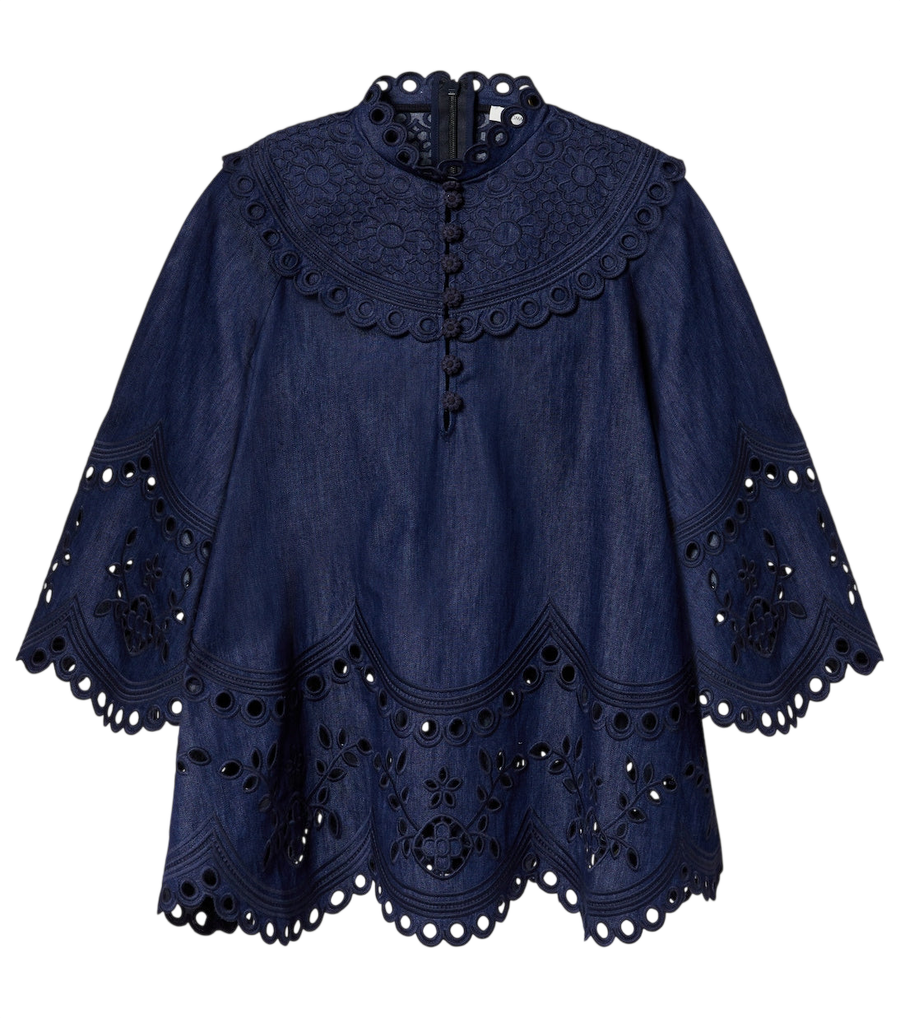 Haut en jean broderie anglaise Mahon Zimmermann