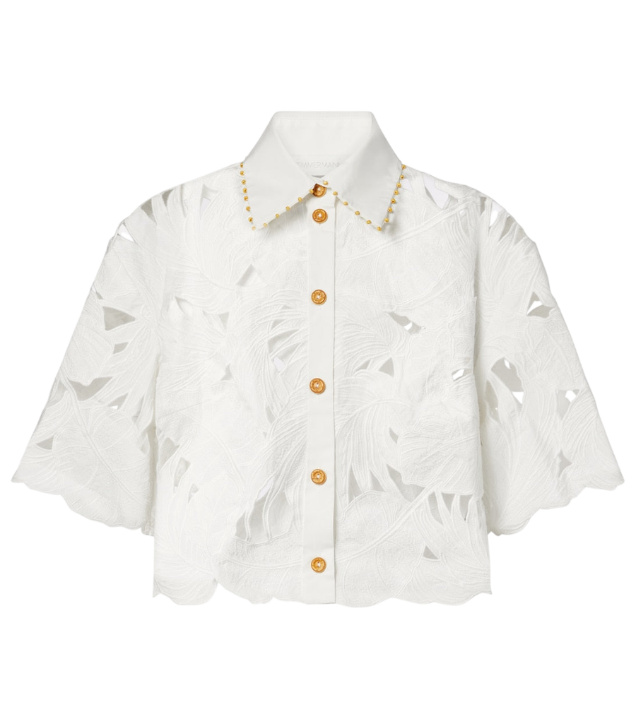 Zimmermann Mahon embroidered cotton poplin shirt