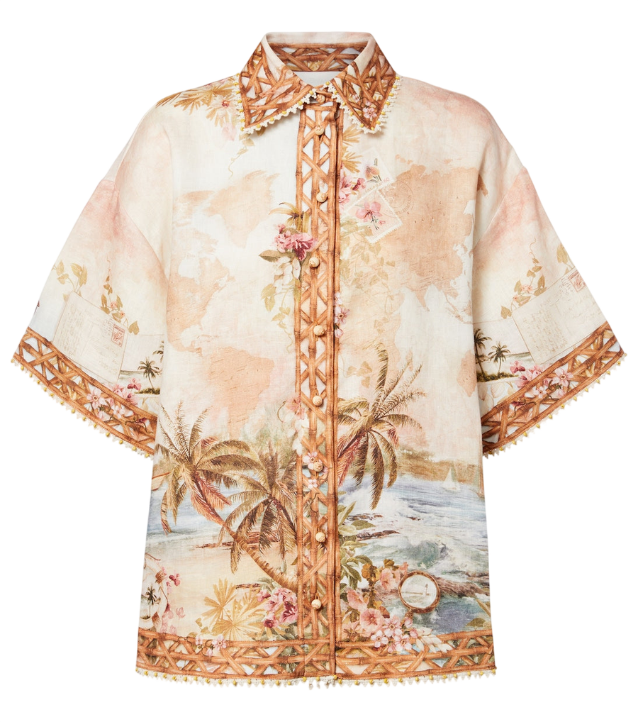 Chemise bowling en lin imprimé Mahon Zimmermann