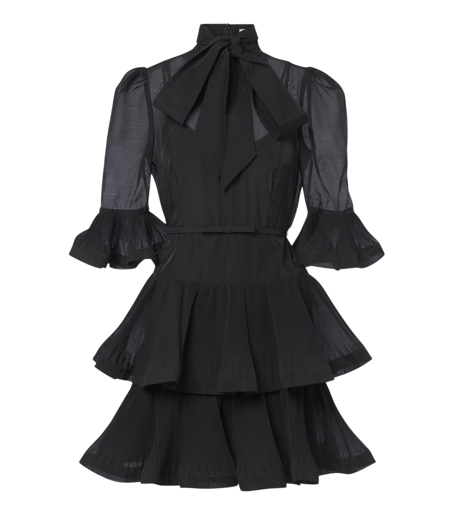 Zimmermann Pleated tie-neck minidress