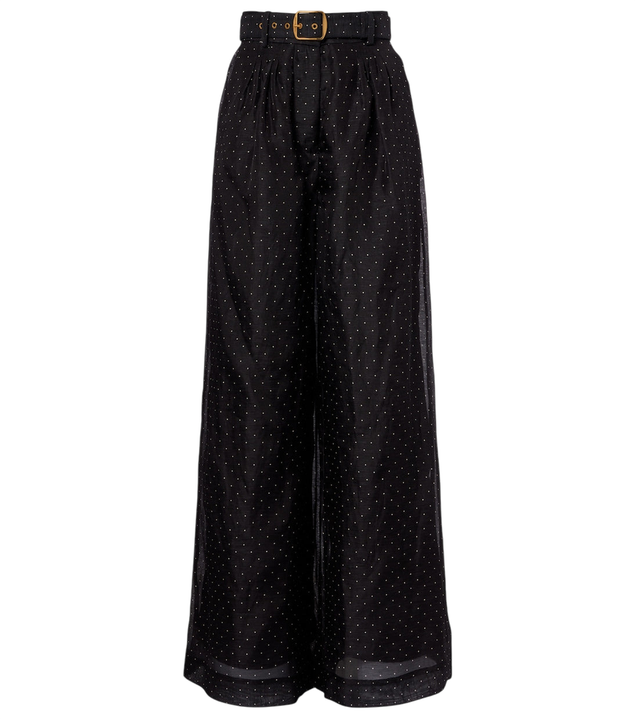 Zimmermann Polka-dot linen and silk wide-leg pants