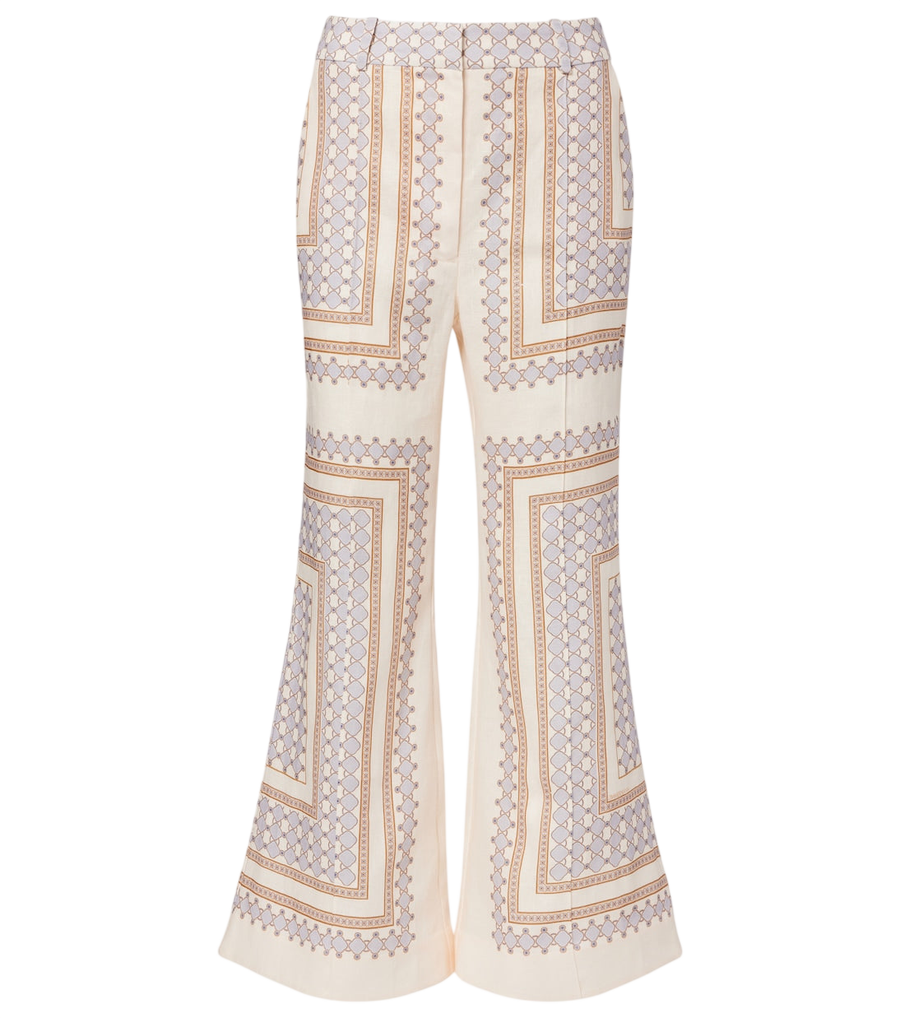Zimmermann Printed cropped linen flared pants