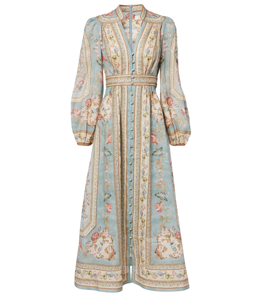 Vestido largo de lino estampado con flores Roselight de Zimmermann