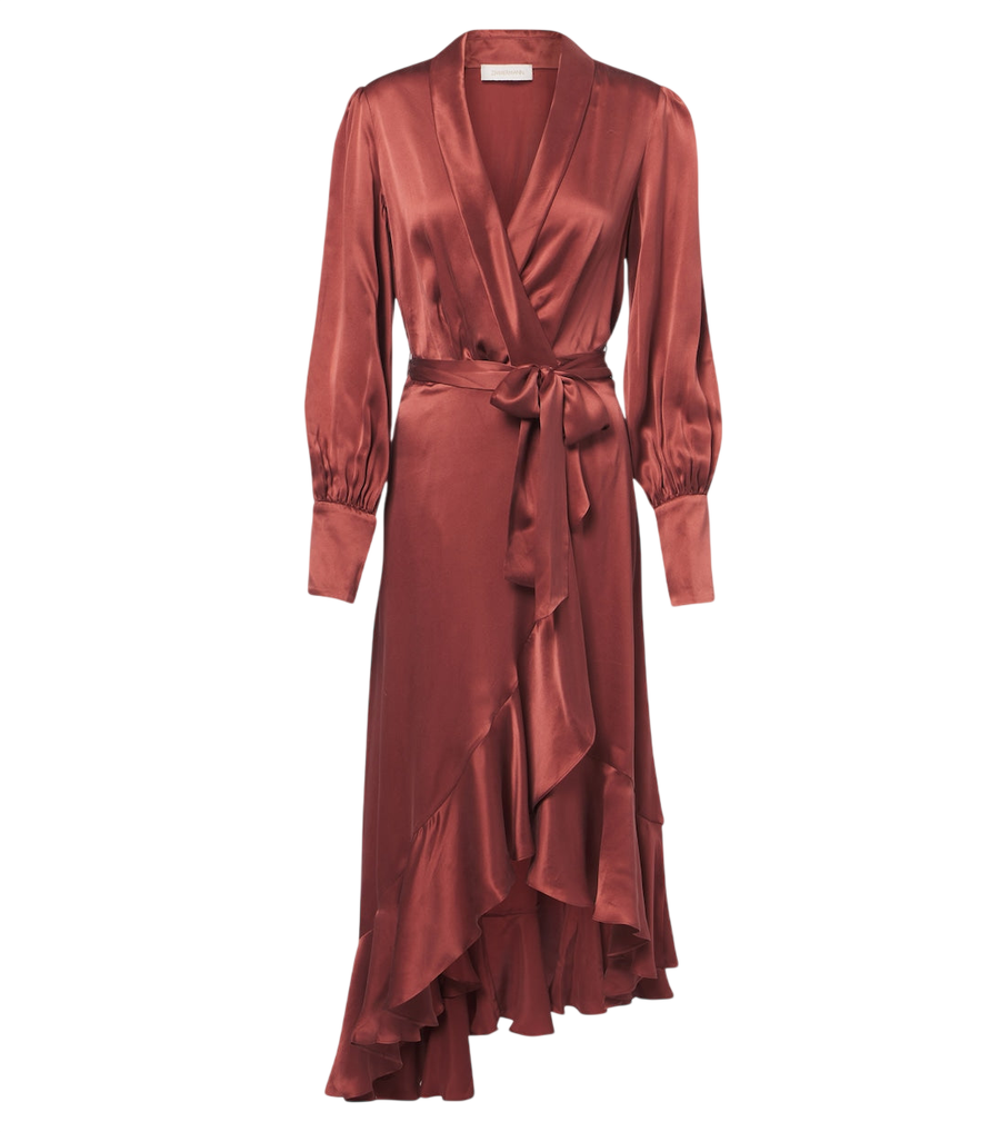 Robe portefeuille en satin de soie Zimmermann