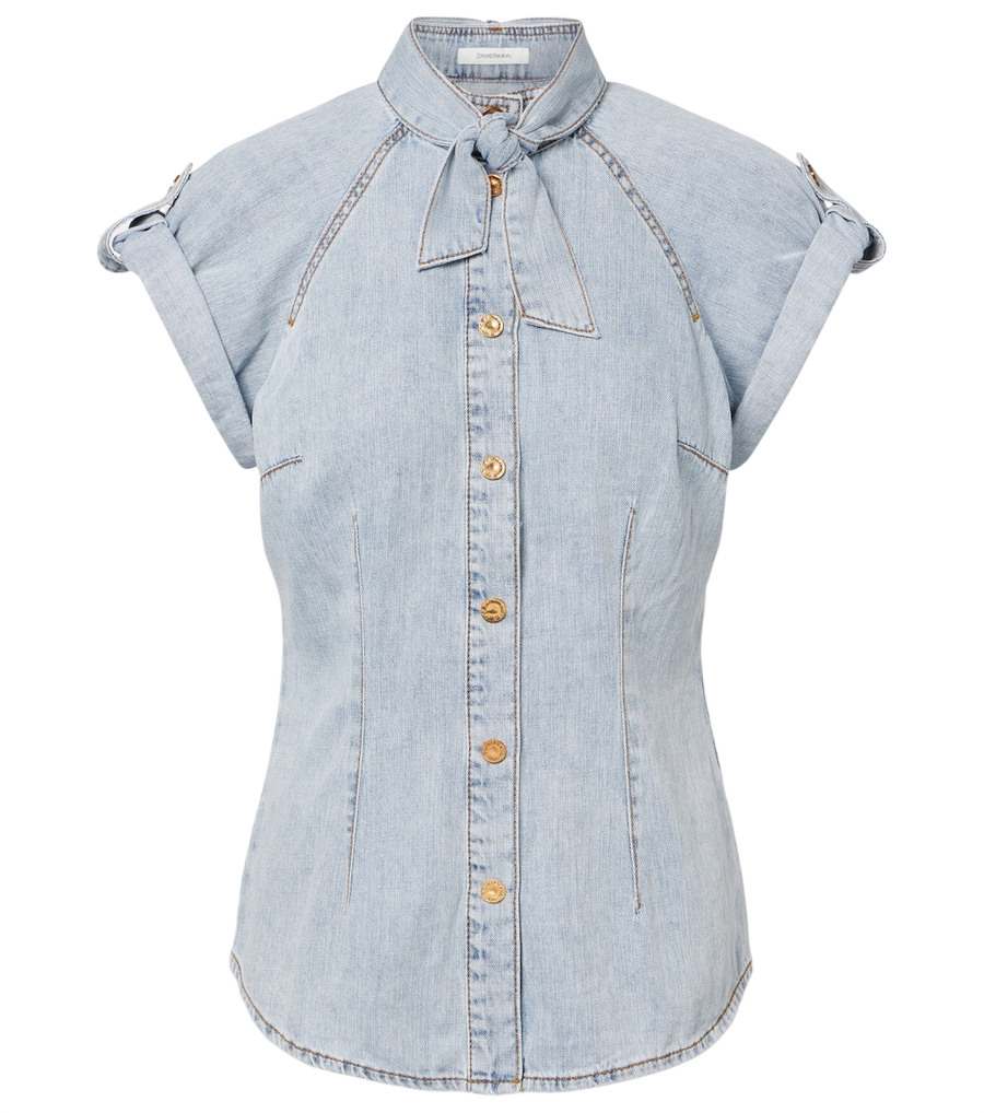 Zimmermann Tie-neck denim shirt