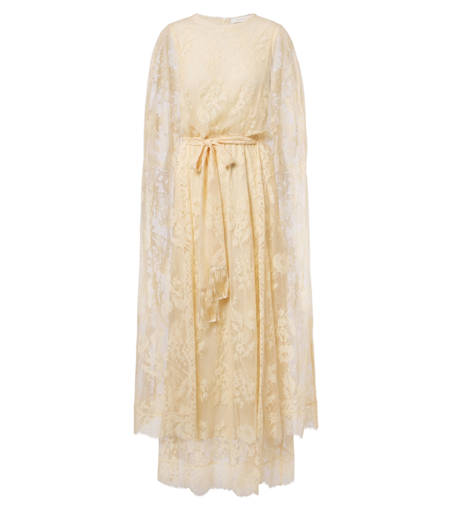 Vestido largo de encaje con capa Valiant de Zimmermann