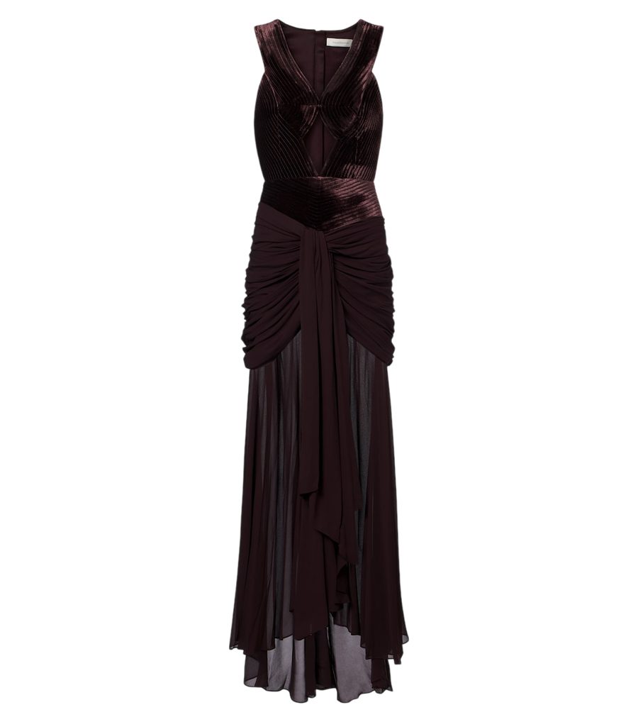 Zimmermann Valiant cutout draped velvet gown