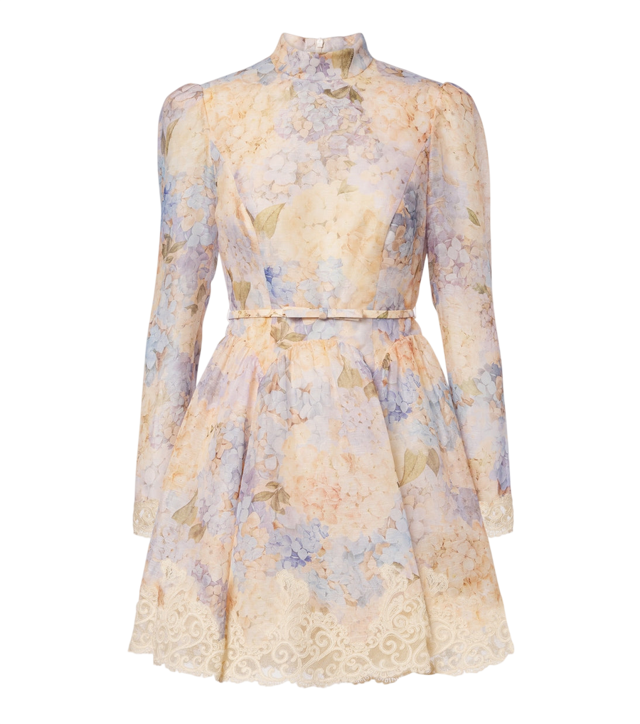 Minivestido floral de lino y seda Zimmermann Valiant