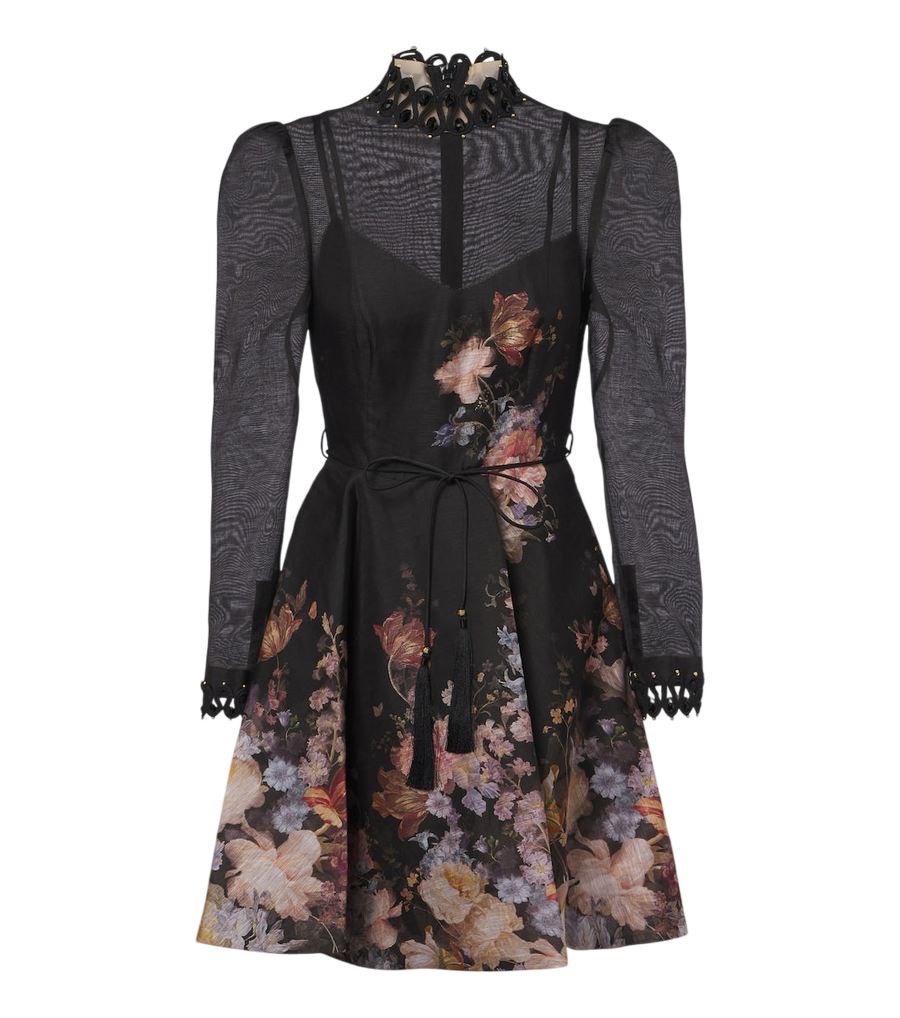 Minivestido floral de lino y seda Zimmermann Valiant