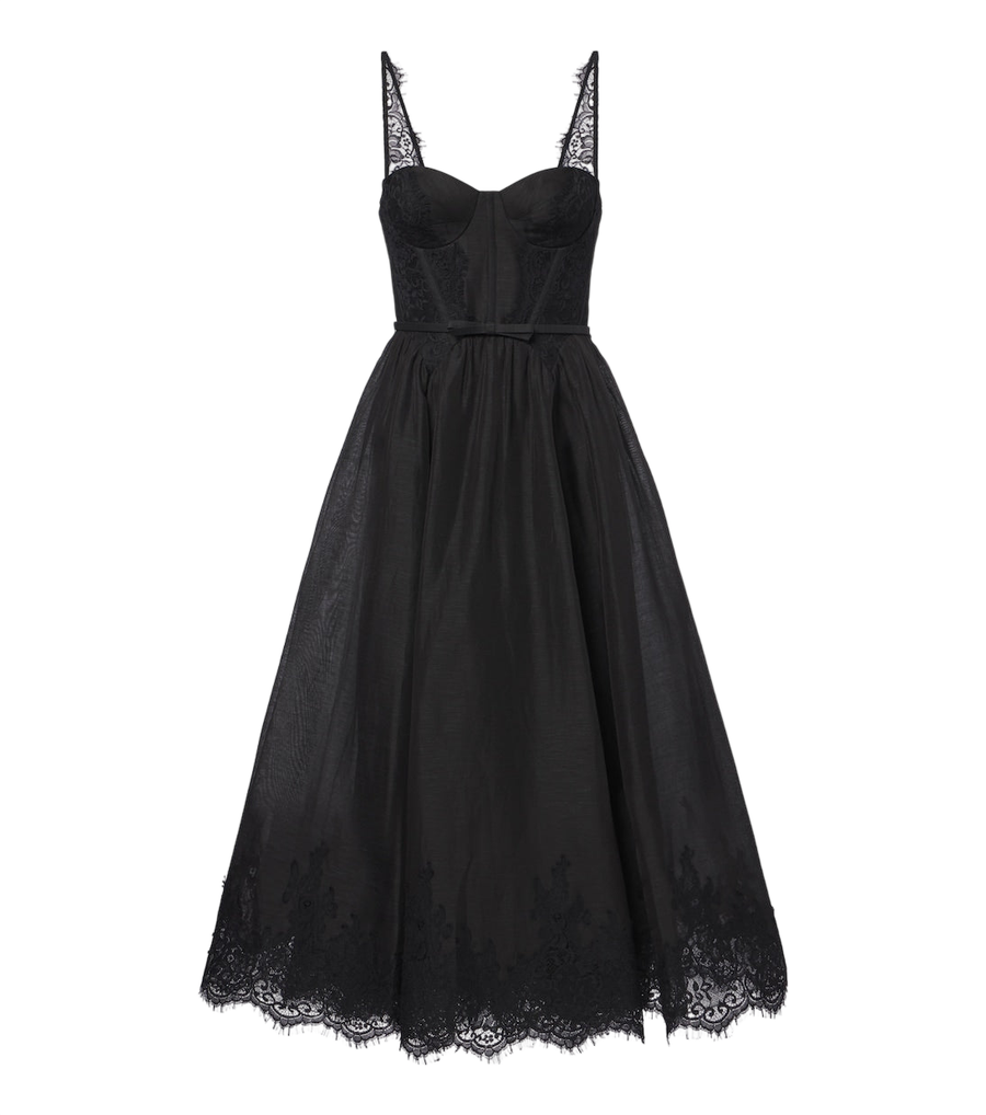 Vestido bustier de lino y seda con ribete de encaje Valiant de Zimmermann