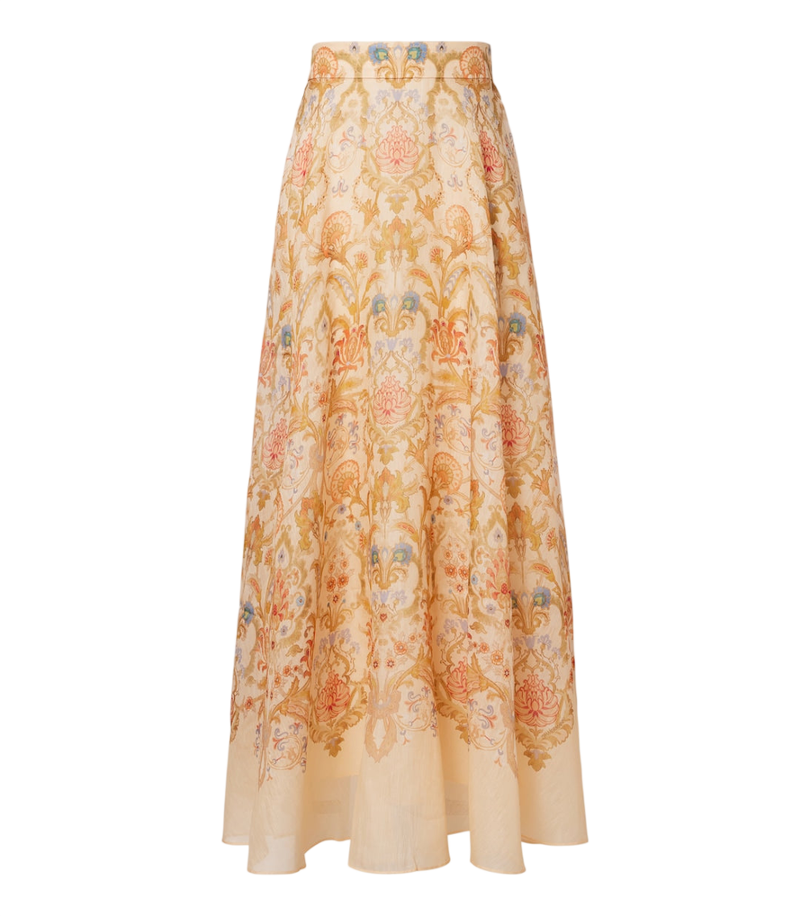 Zimmermann Valiant printed linen and silk maxi skirt