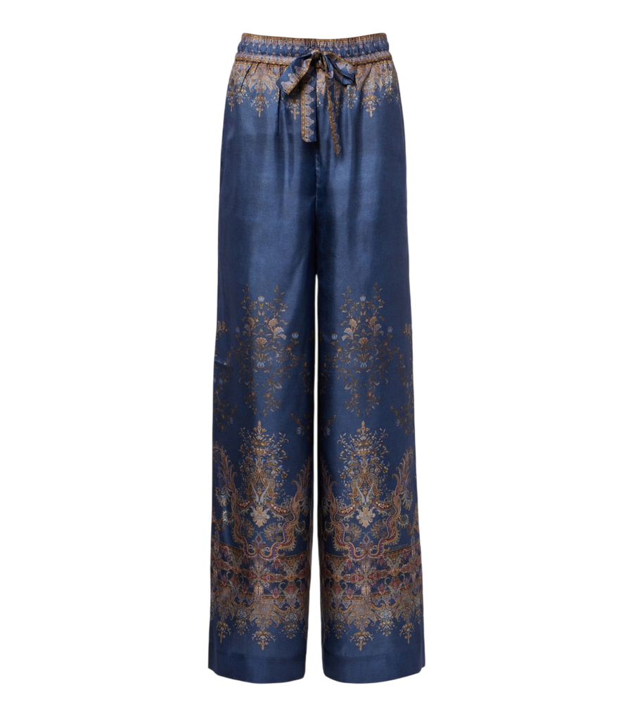 Zimmermann Valiant printed silk satin wide-leg pants