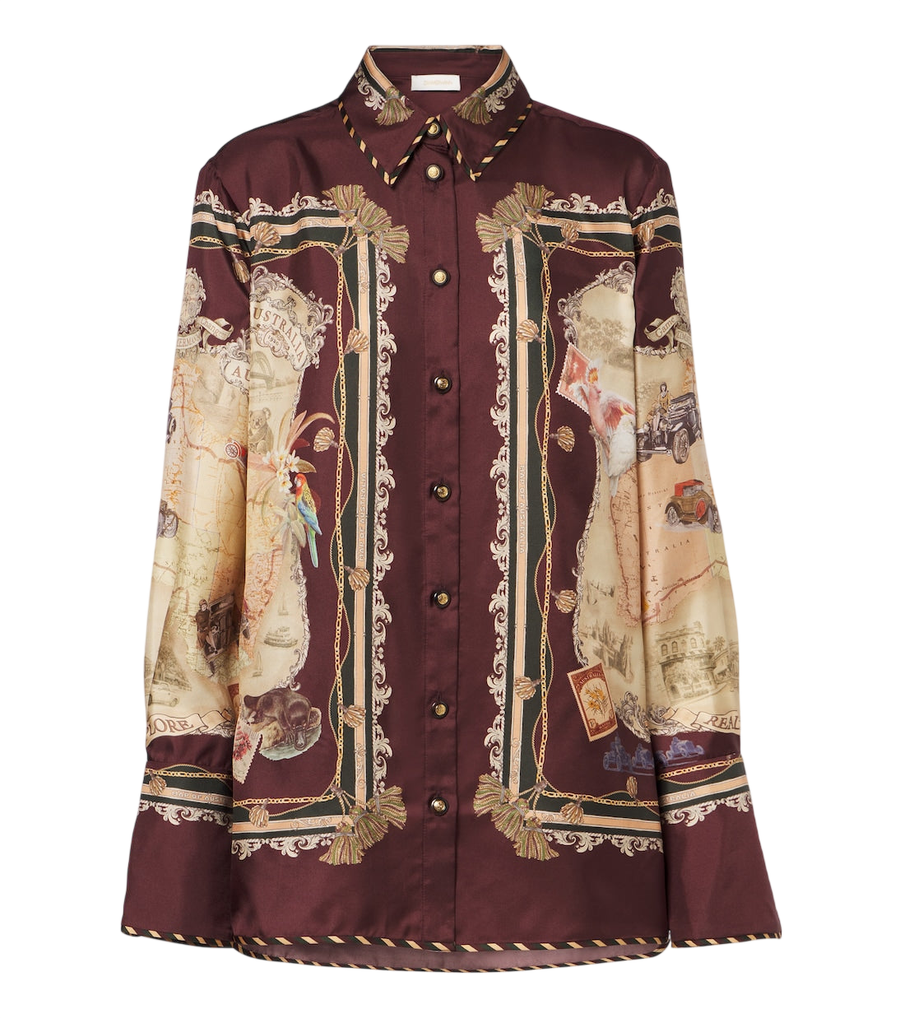 Chemise en sergé de soie imprimé Zimmermann Valiant