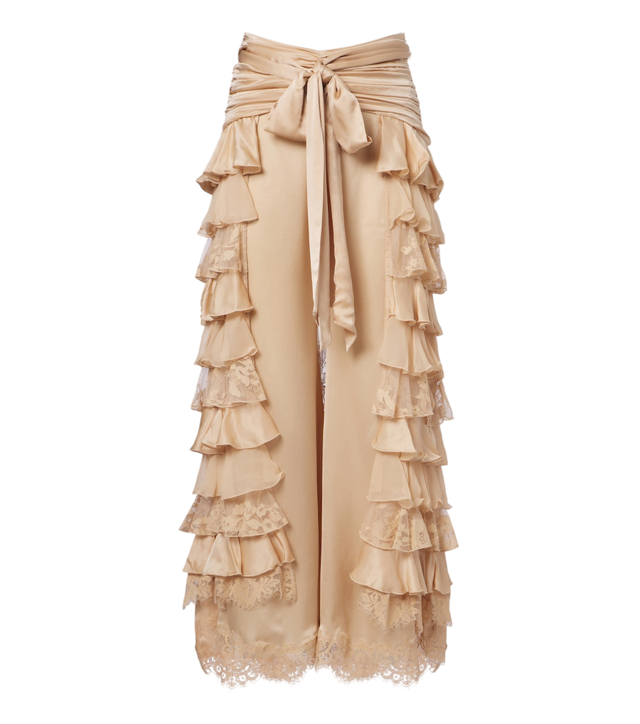 Zimmermann Valiant ruffled silk chiffon wide-leg pants