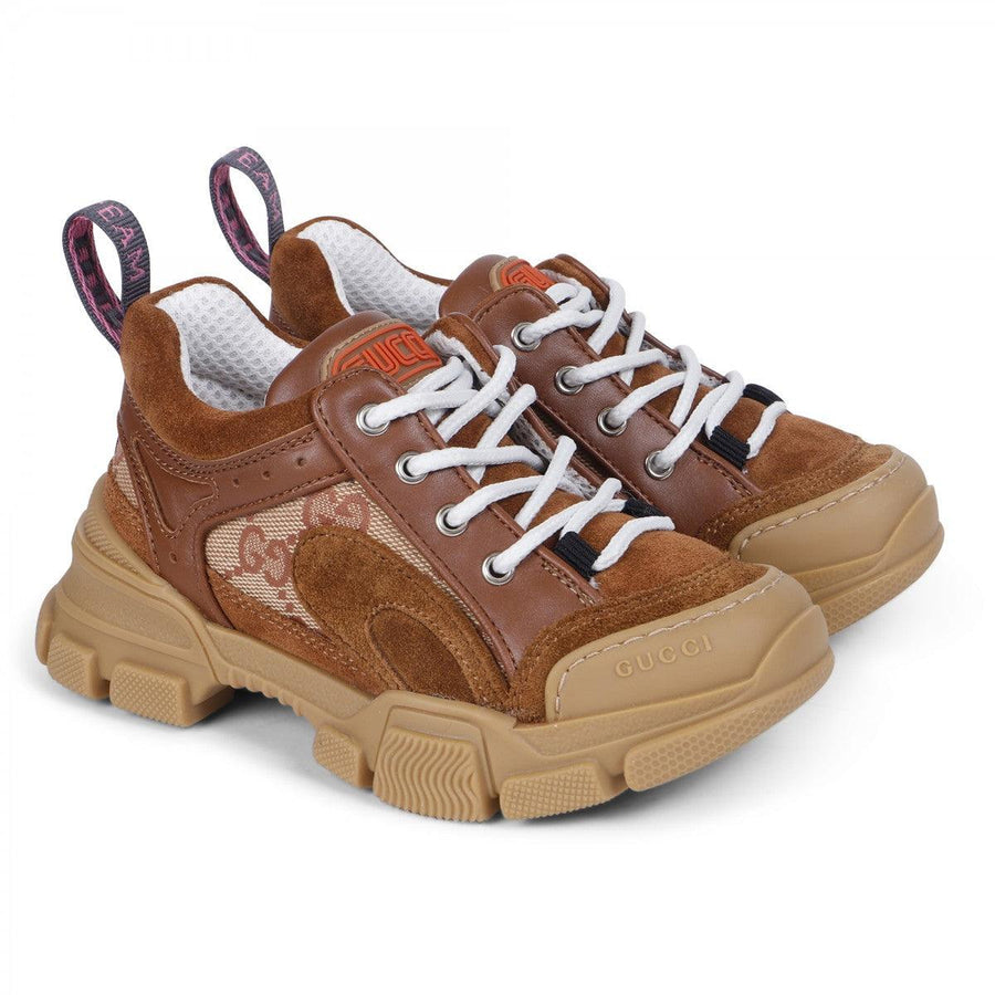 Boy & Girl GUCCI Flashtrek Sneakers in Brown